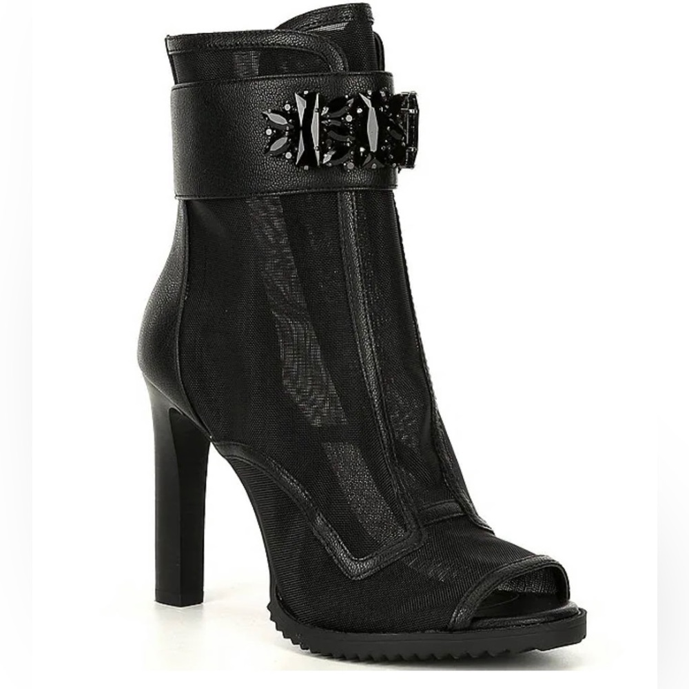 New. Blayze Jewel Ornament Ankle Strap Peep Toe Booties. Size 11.